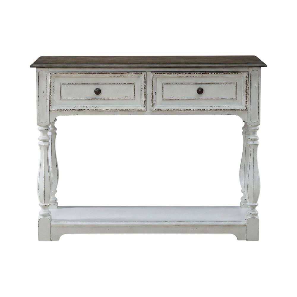 Angle. Starlight Canyon Home - Starlight Canyon Home Console Table, Quality Build, Durable Wood Frame - White - Antique White & Weathered Bark.