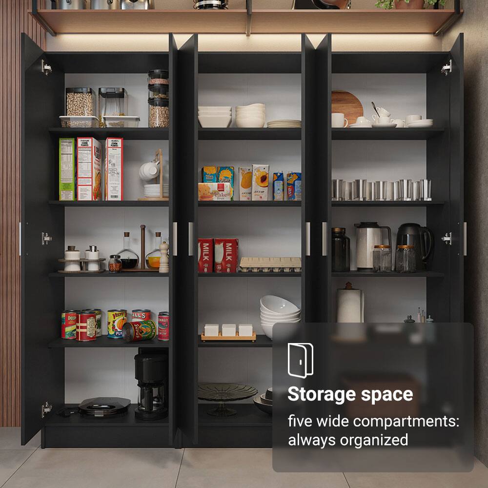 Storage space  
five wide compartments: always organized