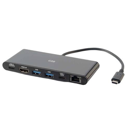 C2G - 757120288459 USB C Docking Station - Black - USB C to 4K HDMI, Ethernet, USB 3.0, Power Delivery
