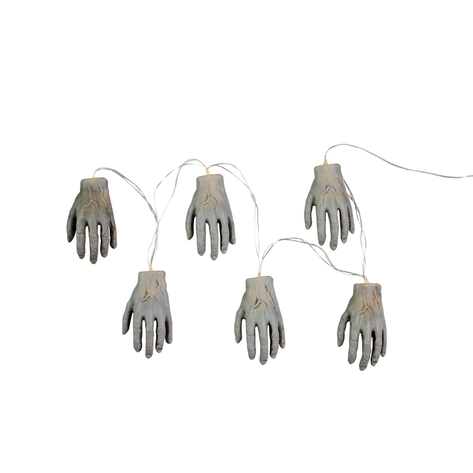 Alt View 1. Northlight - Zombie Hands Halloween Light Set - Clear Lights - 6ct - Gray.