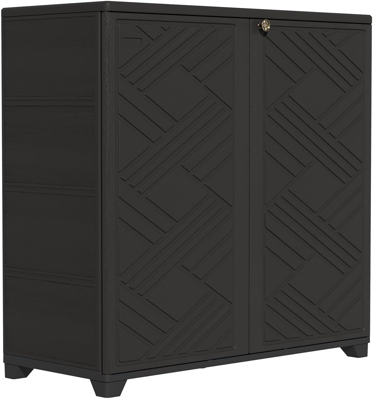 Front. Yardgrace - Weatherproof Storage Cabinet - Horizontal Outdoor Shed Tucks Under Fences for Patios/Backyards-No shelves - black.