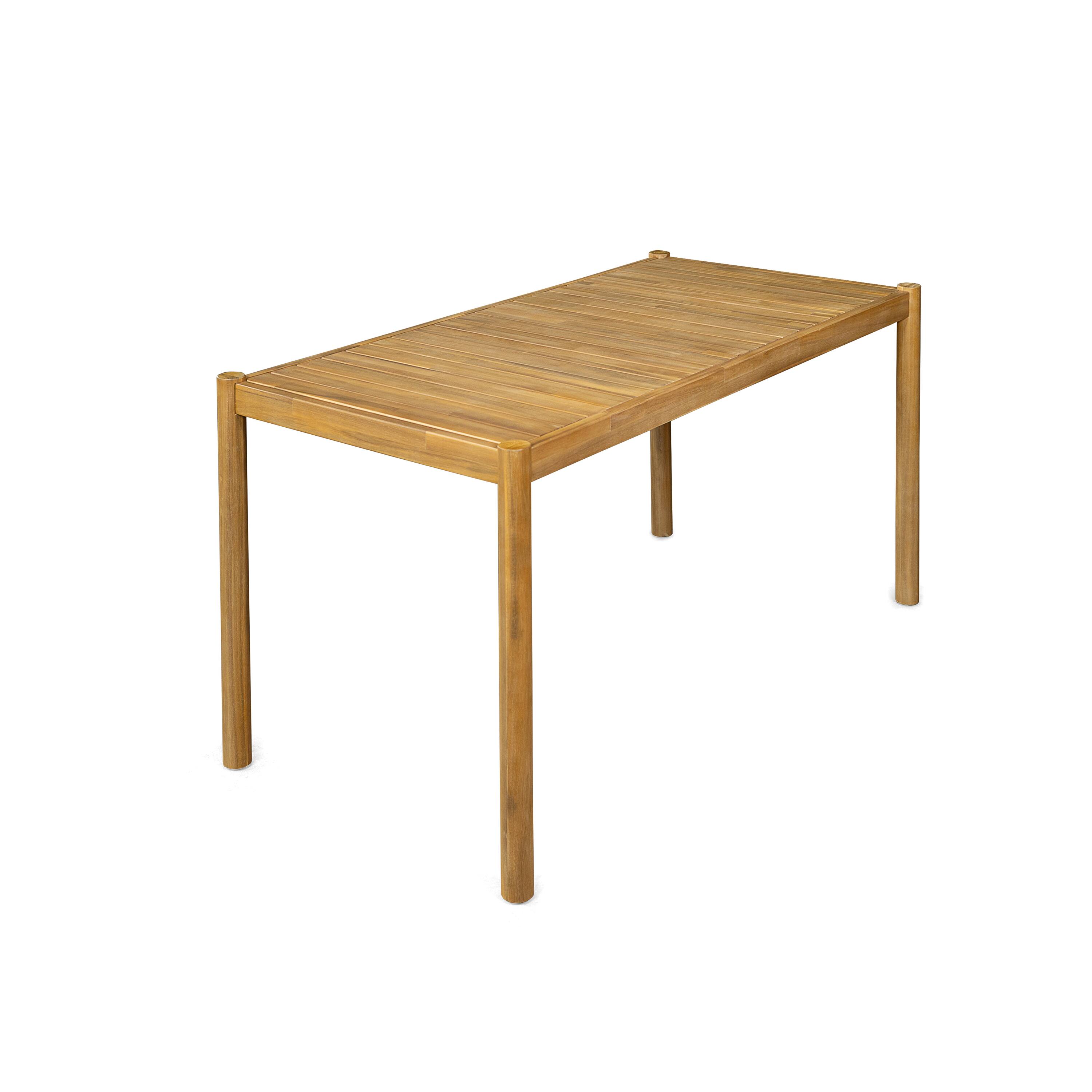 Angle. Mondawe - 55"L Acacia Wood Dining Table - Light Teak.