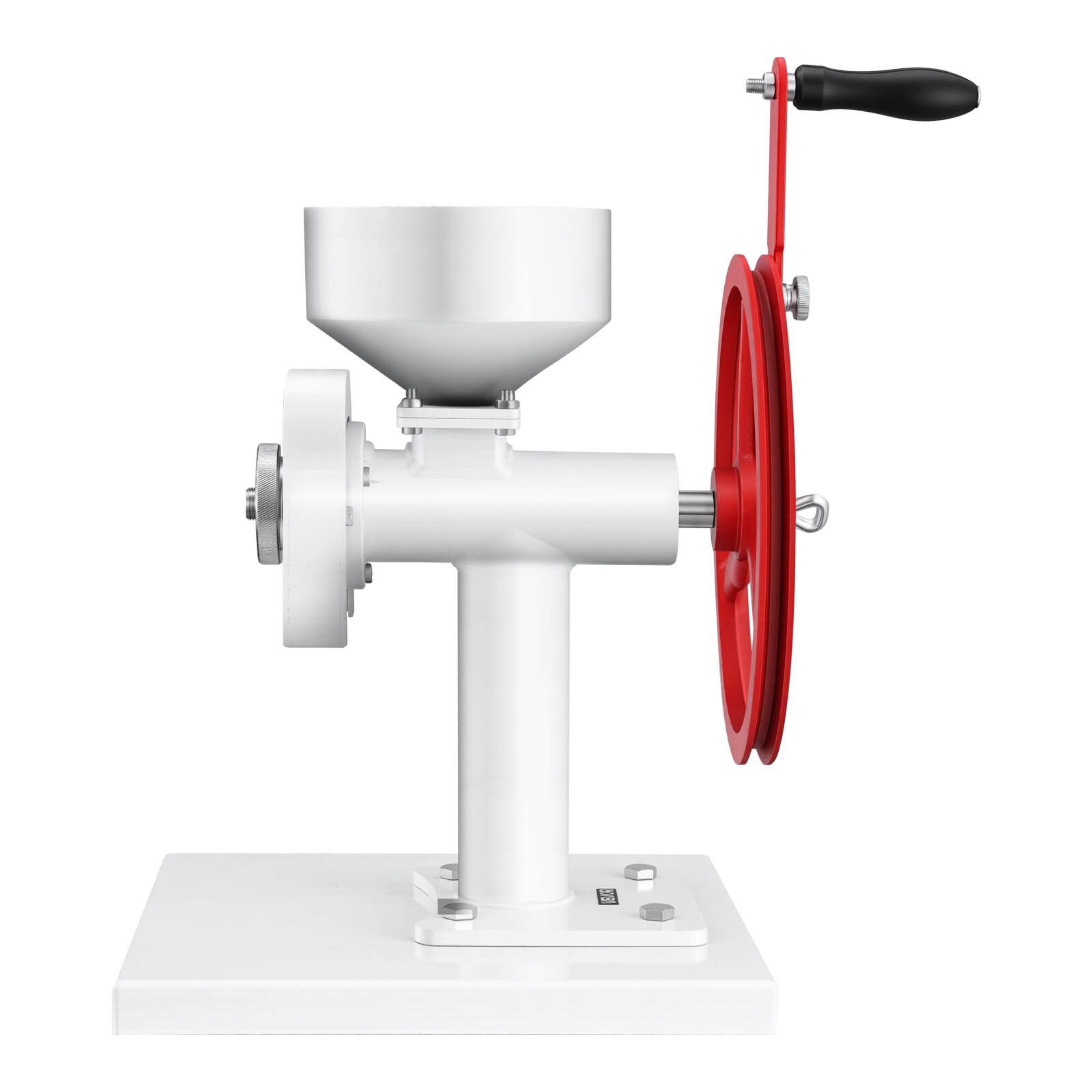Alt View 5. VEVOR - Manual Grain Mill with Flywheel, Hand-Crank Corn Grinder, Heavy-Duty Carbon Steel Wheat Grinding Mill - White.