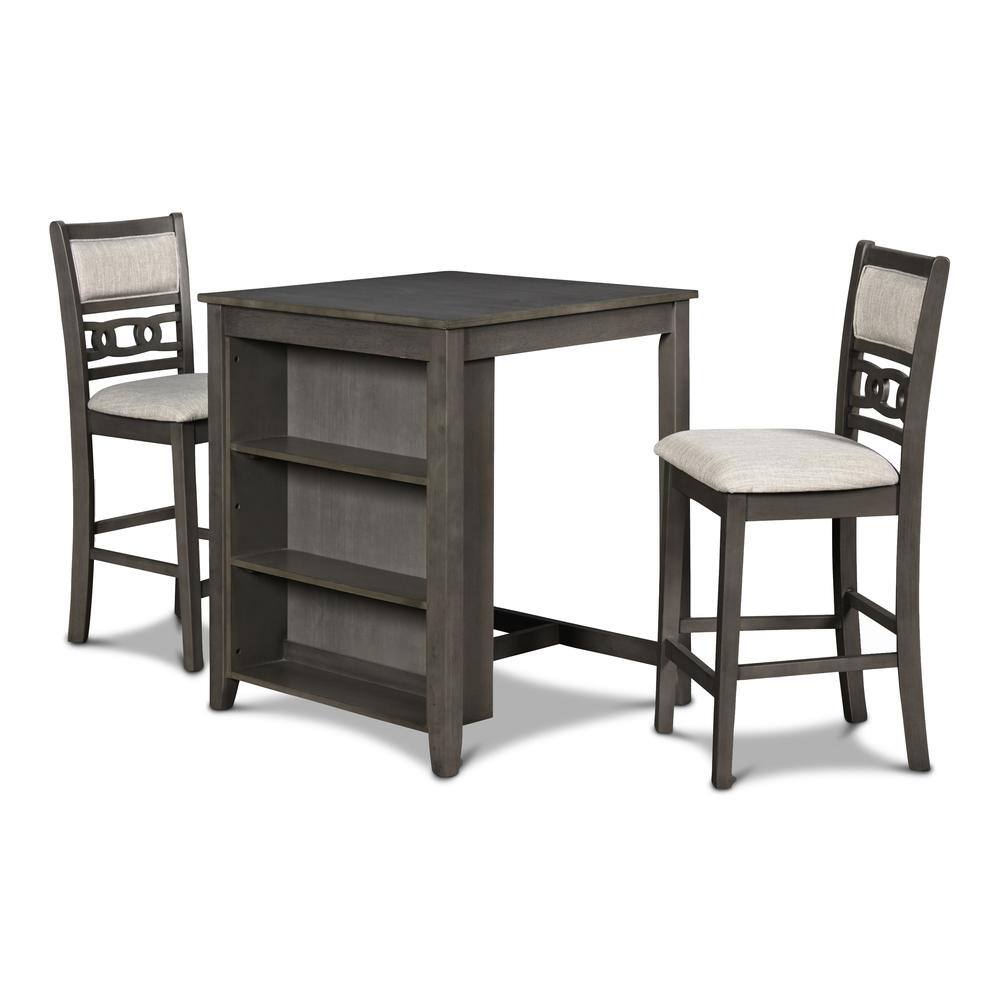 Alt View 1. New Classic Furniture - Furniture Gia Solid Wood Counter Table 2 Chairs in Gray - Gray.