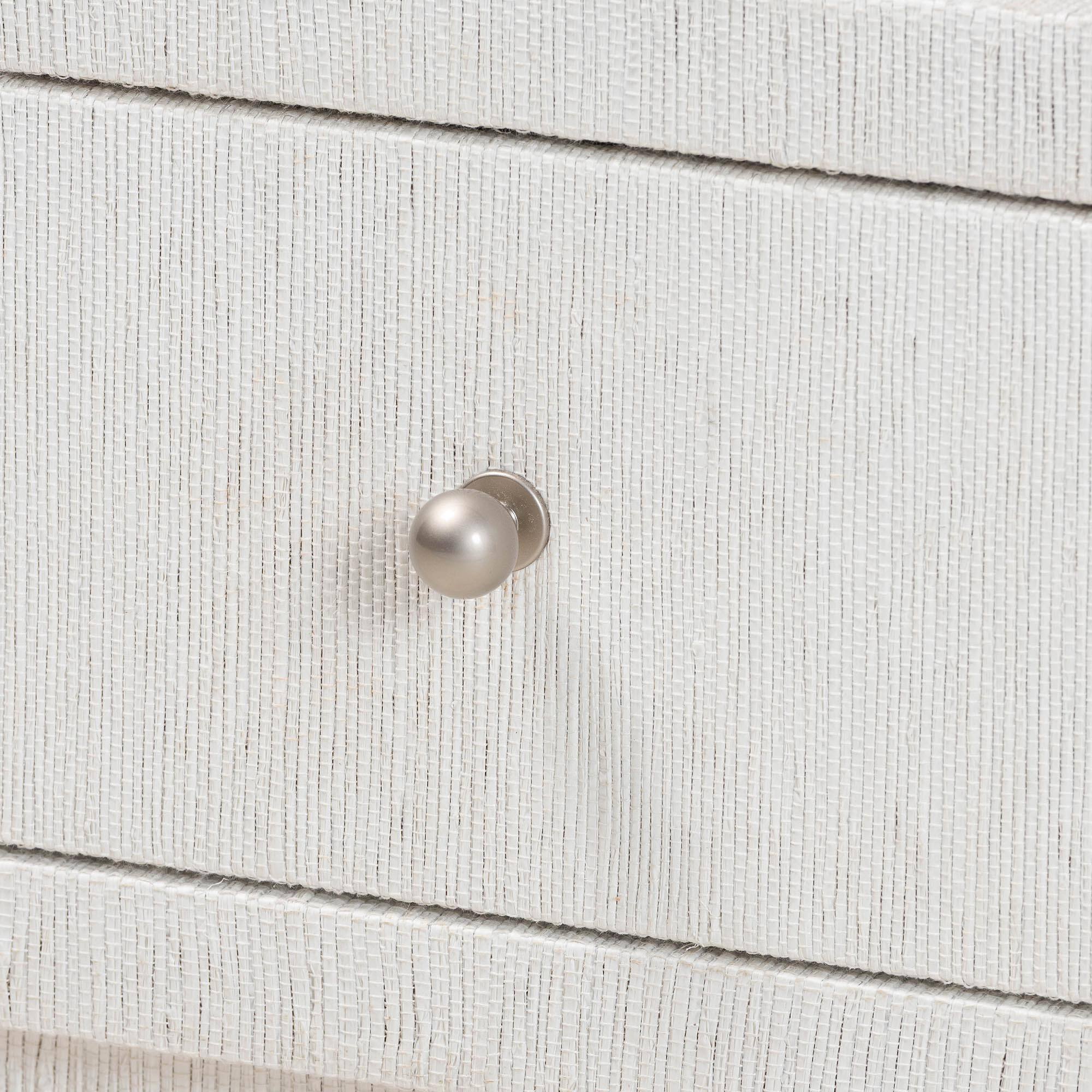 Alt View 2. bali & pari - bali & pari Kai Grasscloth End Table - 2-Drawer Accent Table or Nightstand with Open Shelf, Handwoven Décor - White.