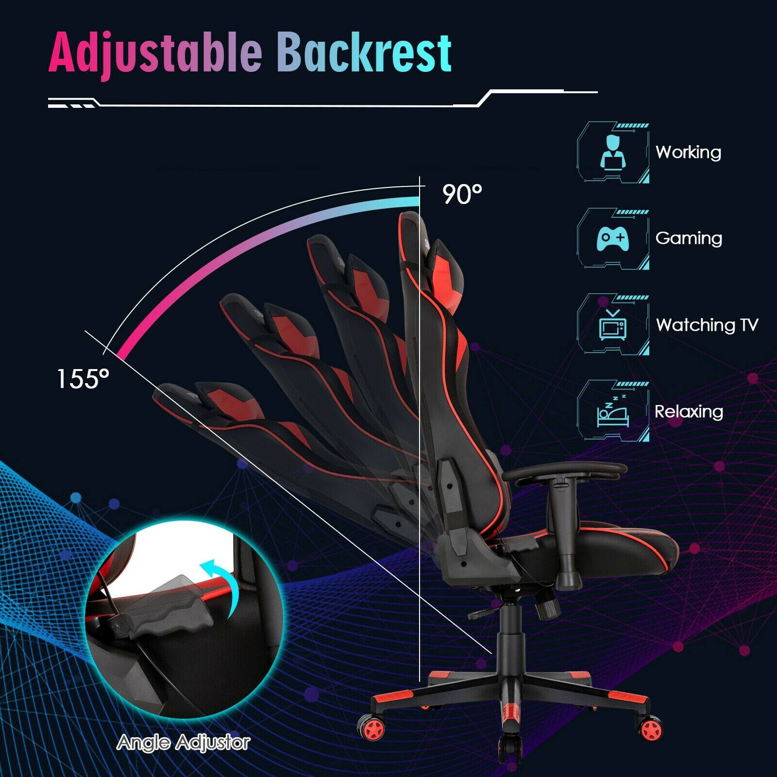 Adjustable Backrest: Working, Gaming, Watching TV, Relaxing. Angle Adjustor.