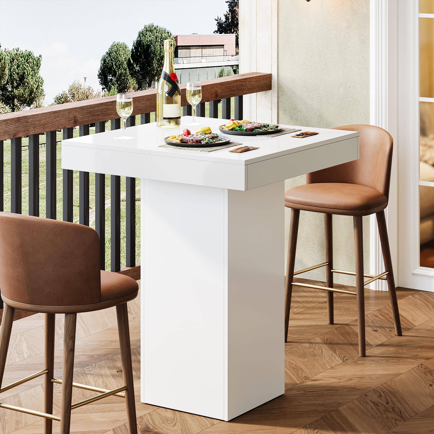 Tribesigns Square Bar Table, Modern Kitchen Dining Table, Counter ...
