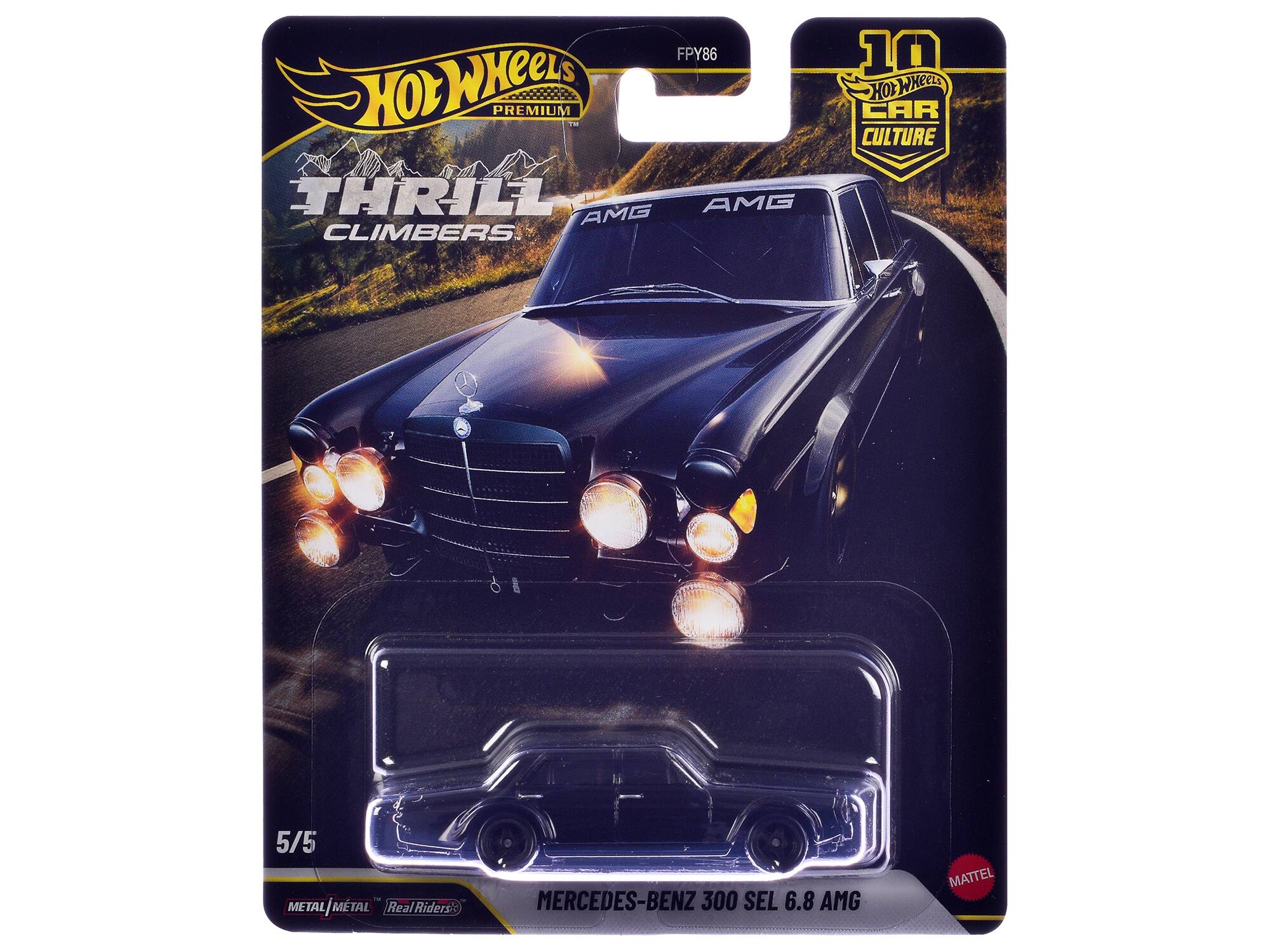 FPY86 Hot Wheels Premium Thrill AMG Climbers 10 Hot Wheels Car Culture 5/5 Metal Riders Mercedes-Benz 300 SEL 6.8 AMG Mattel