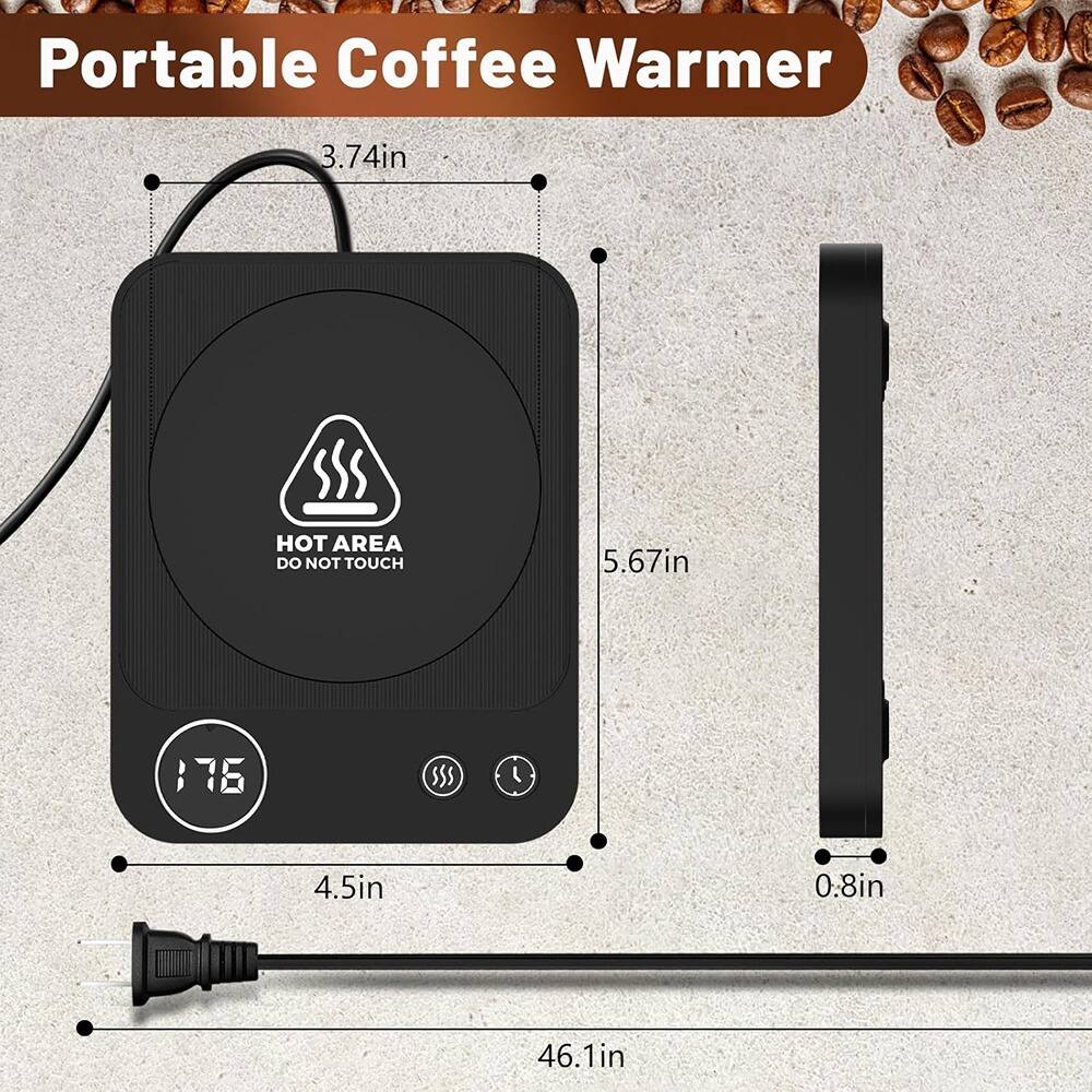 Portable Coffee Warmer

- 3.74in
- 5.67in
- 4.5in
- 0.8in
- 46.1in

HOT AREA DO NOT TOUCH

176