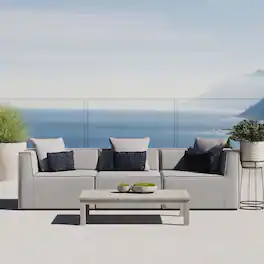 Saybrook 3-Piece Outdoor Patio Upholstered Sectional Sofa by Modway - Gray