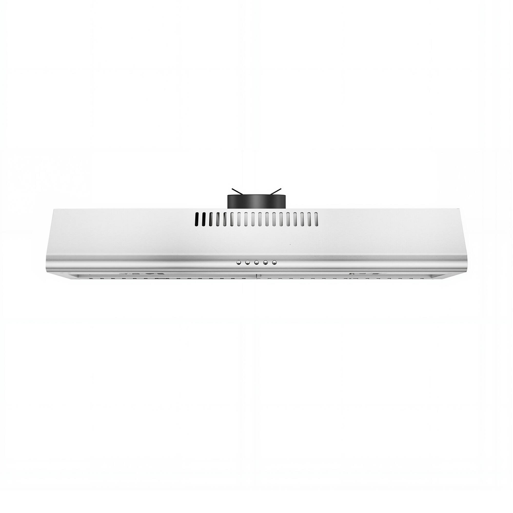 Left. Breezary - 30 inches - Convertible - Under cabinet Range Hood with 3-Speed Fan - Silver.
