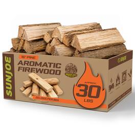 Sun Joe - 16" Pine Aromatic Firewood, Natural Kiln-Dried for Fireplaces, 20 Logs