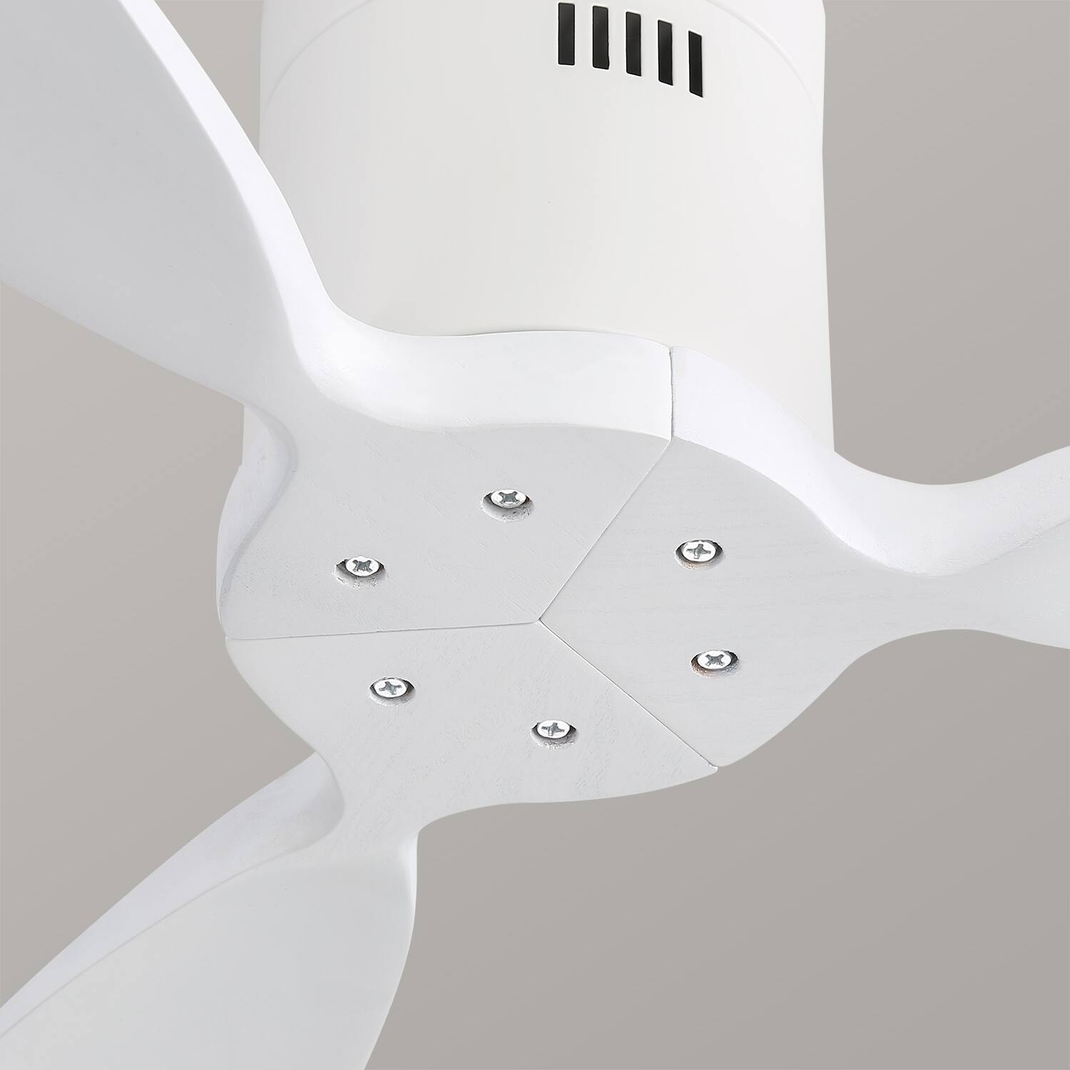 Alt View 4. Sofucor - 52'' Flush Mount Ceiling Fan without Lights Remote Control Wood Blades Reversible DC Modern Ceiling Fan Indoor Outdoor - White.