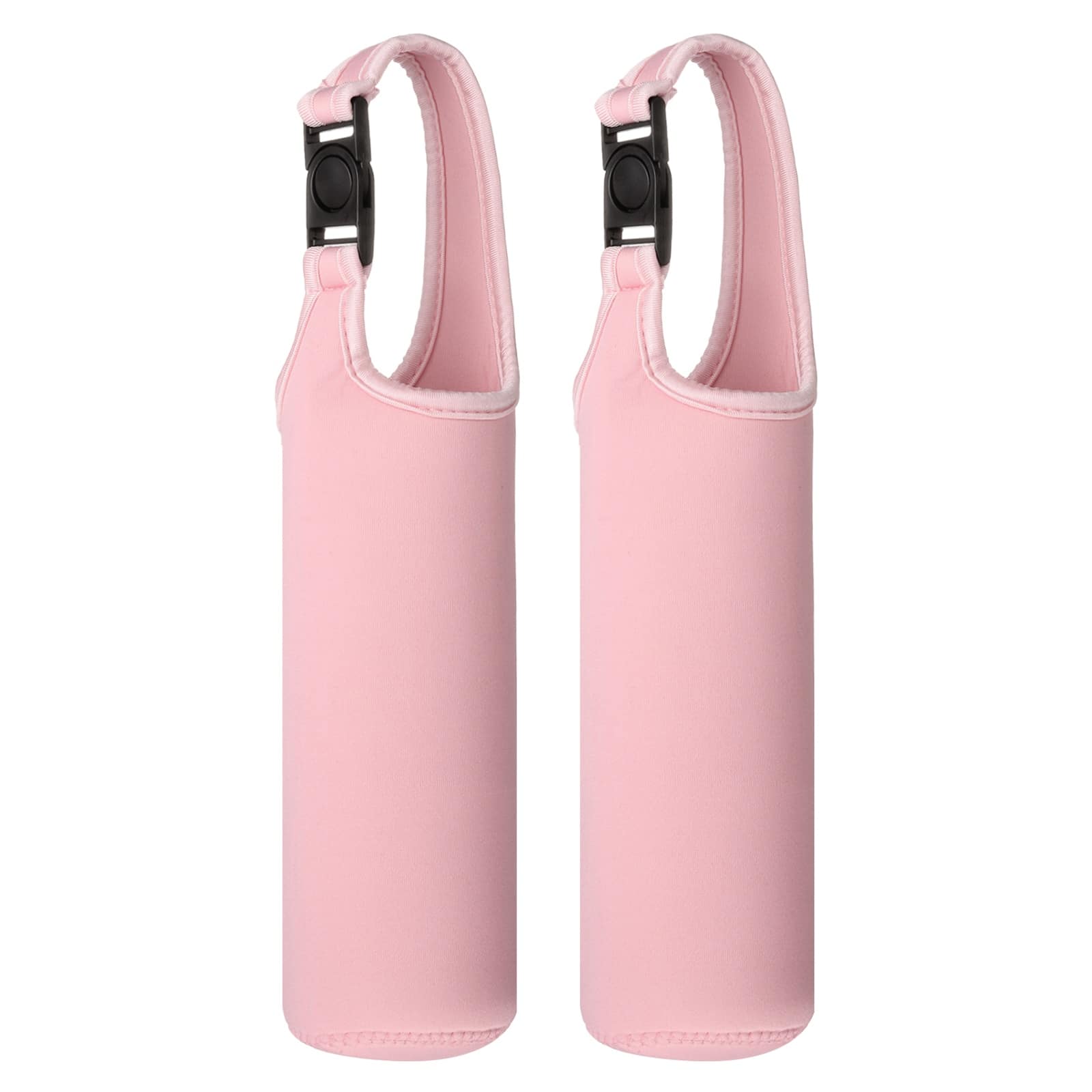 Unique Bargains - Neoprene Water Bottle Sleeves, Bottle Carrier Insulator with Handle, 3 in - For Hiking Cycling Camping Travel (2pcs) - Pink