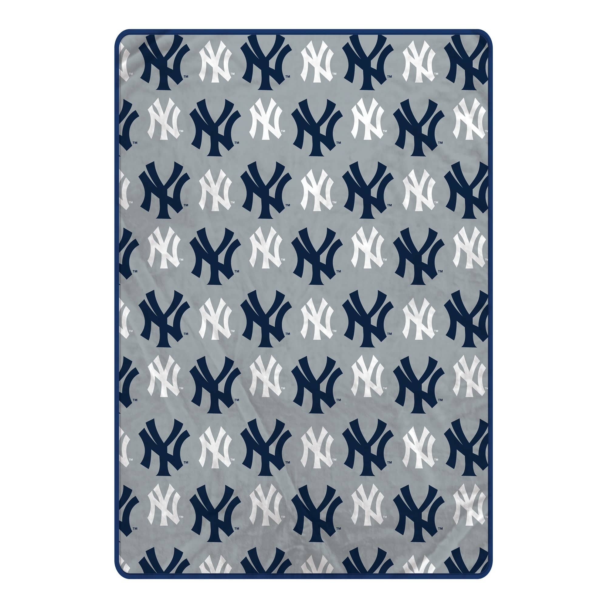 Front. Pegasus - New York Yankees 66" x 95" Oversized Logo Roll Ultra Cozy Blanket - Multicolor.