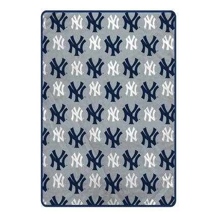 Front. Pegasus - New York Yankees 66" x 95" Oversized Logo Roll Ultra Cozy Blanket - Multicolor.