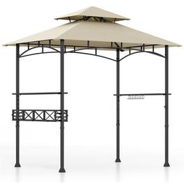 Boyel Living - Beige 98.4-in L x 96-in W x 60-in H Outdoor Grill Gazebo with Side Shelves and Hanging Hooks Model BL-HYA1862BE