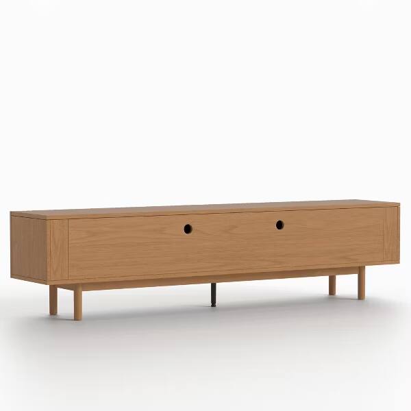 Alt View 3. luck idea - 86.6" Fluted Wood TV Stand for TV Up to 90", Mid-Century Walnut Media Console with Storage Cabinets & Cable Holes - brown.