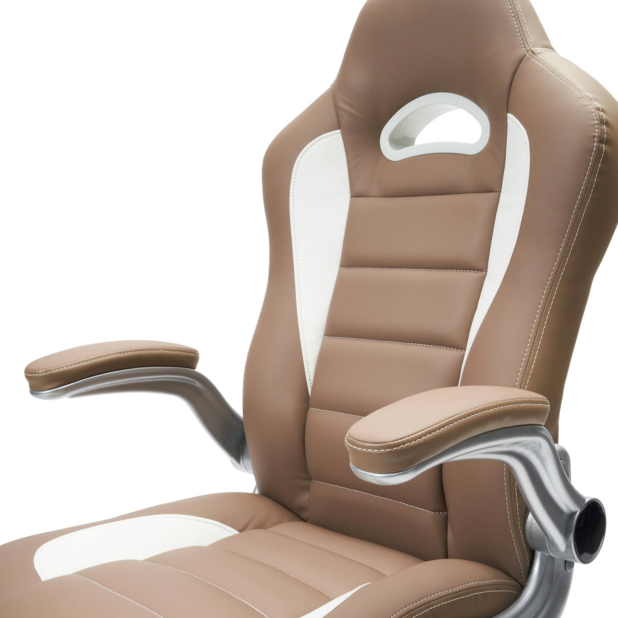 Alt View 5. Forest'nSky - Camel High Back Executive Sport Race Office Chair with Flip-Up Arms - Camel.