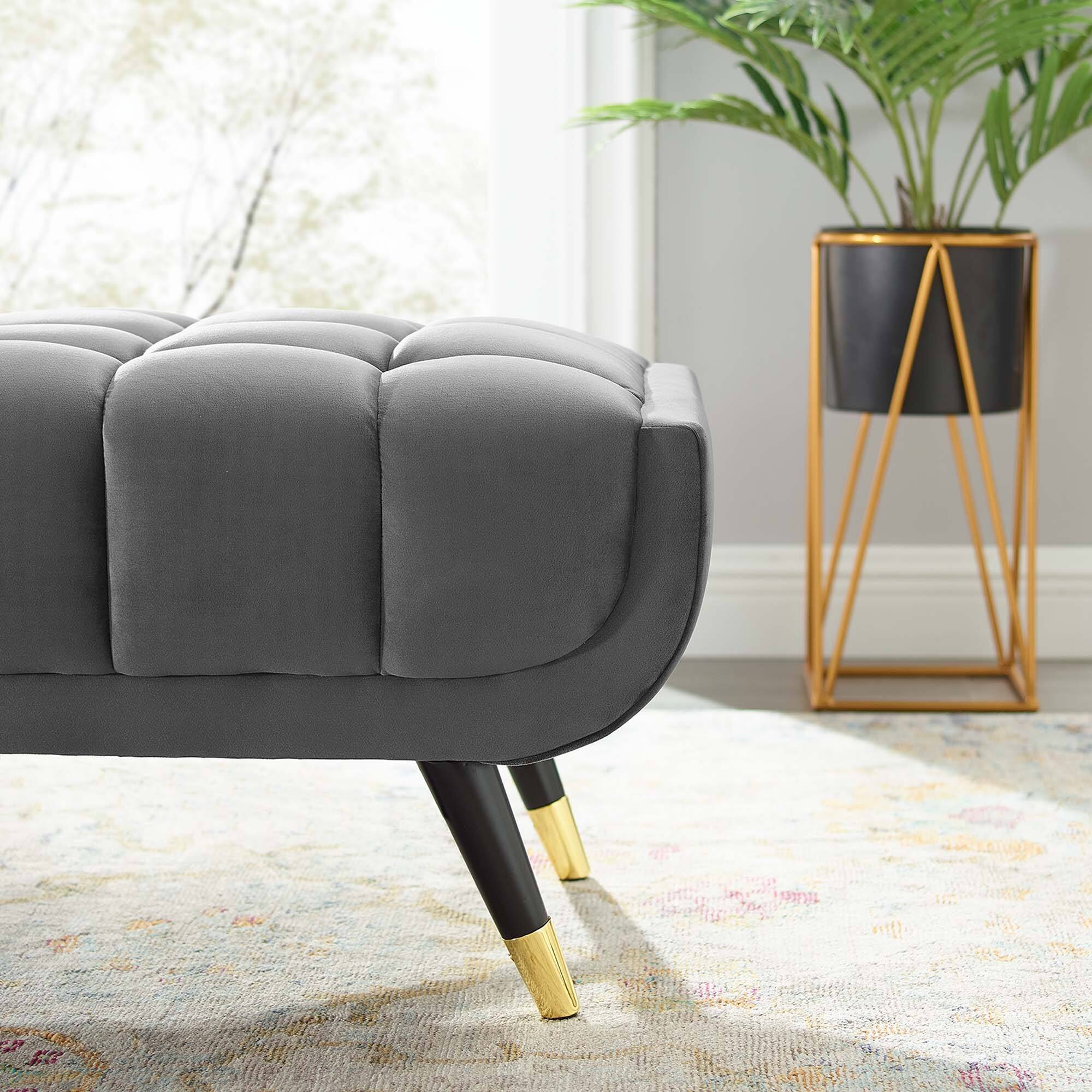 Alt View 1. Modway - Adept 60" Performance Velvet Bench by Modway - Gray.