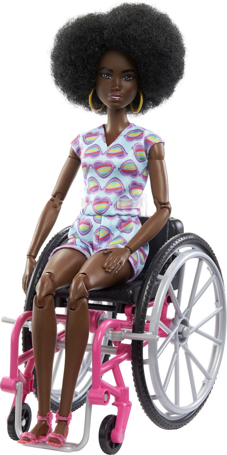 Alt View 1. Mattel - Barbie Fashionista & Wheelchair with Wheelchair & Ramp, Curly Brown Hair, Romper   - Collectibles - Multicolor.