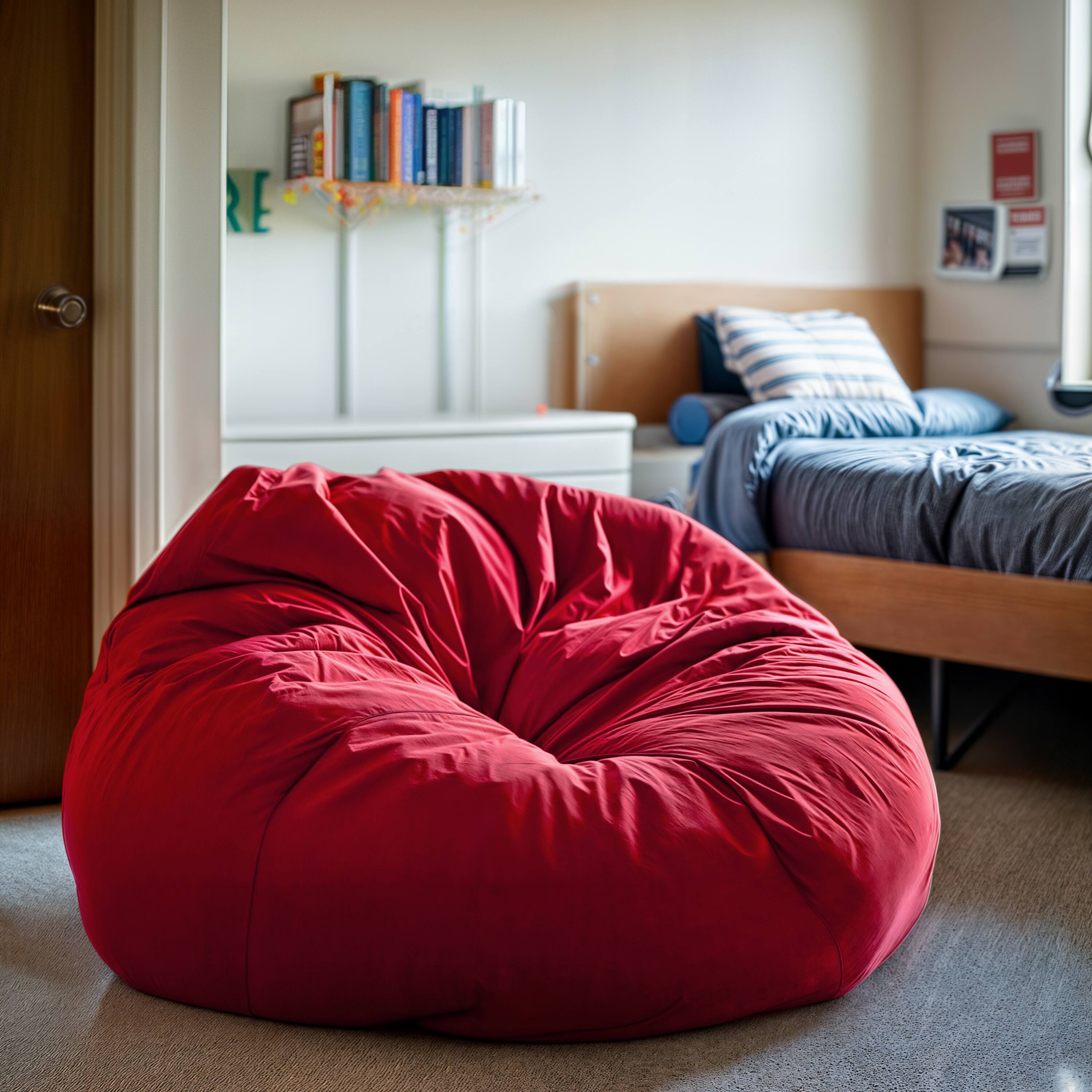 Alt View 1. Emma + Oliver - Oversized Bean Bag Chair for Kids and Adults - Red.