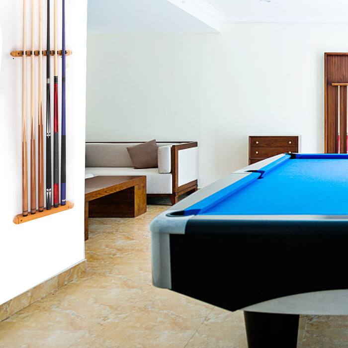 Alt View 2. GSE Games & Sports Expert - 2-Piece Wood 6 Billiard Pool Cue Rack Wall Mounted Holders, Pool Cue Sticks Wall Rack Set - Oak - Oak.