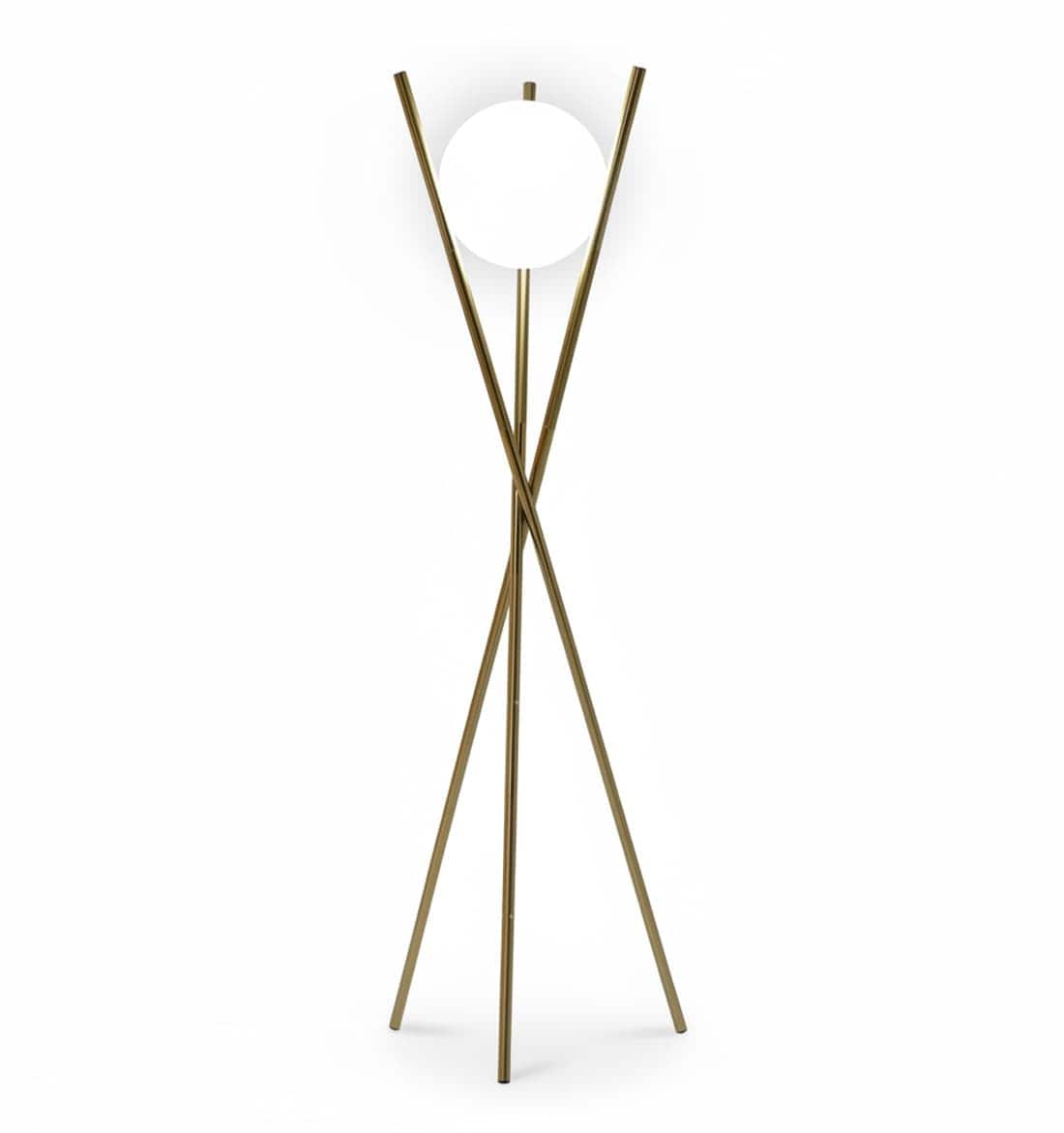 FINEAK - Solstice 165cm Modern Floor Lamp: Frosted Glass Globe LED Dimmable Lighting - Gold