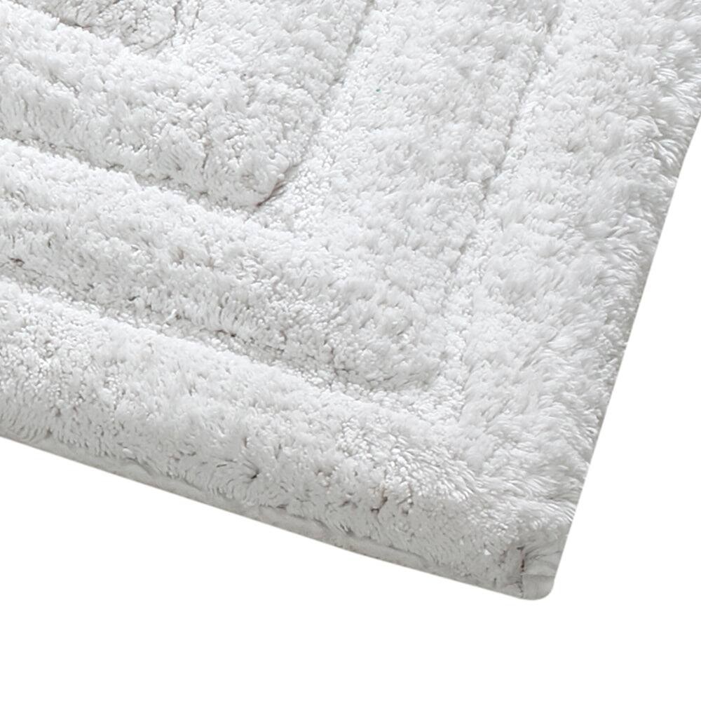 Back. Knightsbridge - Knightsbridge Elegant Cotton Bath Rug with Traditional Racetrack Design - White - White.