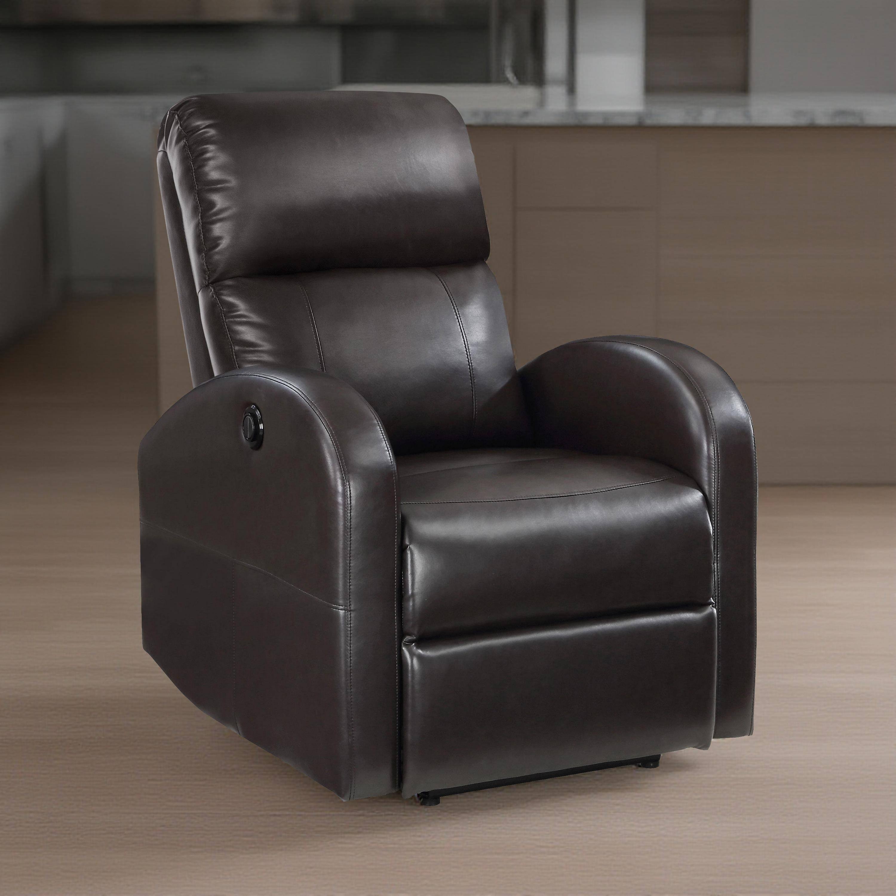 Alt View 2. Manhattan Lane - Nami Power Recliner Chair, Plush Cushioned Espresso  Faux Leather - Brown.