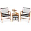 Front. Costway - Costway Patio 3pcs Acacia Wood Outdoor Furniture Bistro Set All-Weather Rope Woven - Black,Natural.