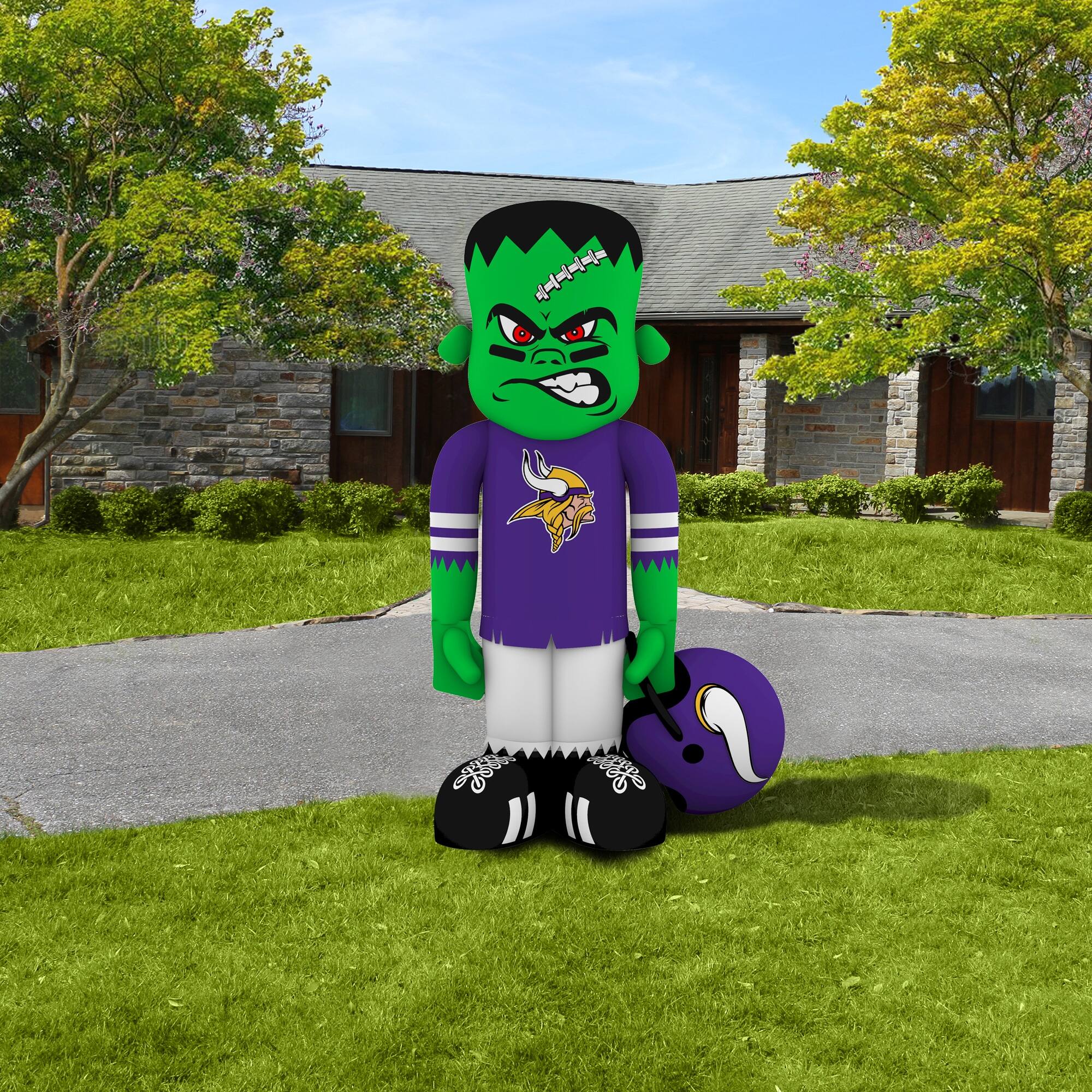 Alt View 3. Sporticulture - Minnesota Vikings Halloween Lawn Inflatable Steinbacker - Multicolor.