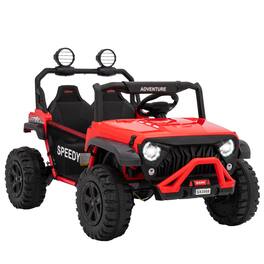GARVEE - 24V 2-Seater Kids Ride-On Truck, Remote Control Electric Car with Bluetooth & LED Lights - Red
