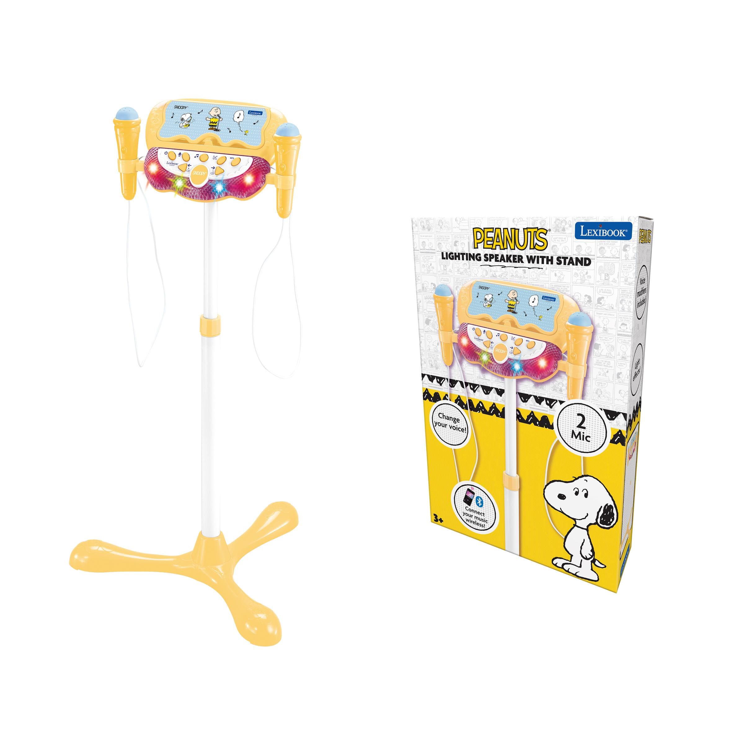 Lexibook - Snoopy Adjustable Stand with 2 Mic with Voice Effects. Lights. Speaker. Bluetooth Fonction
