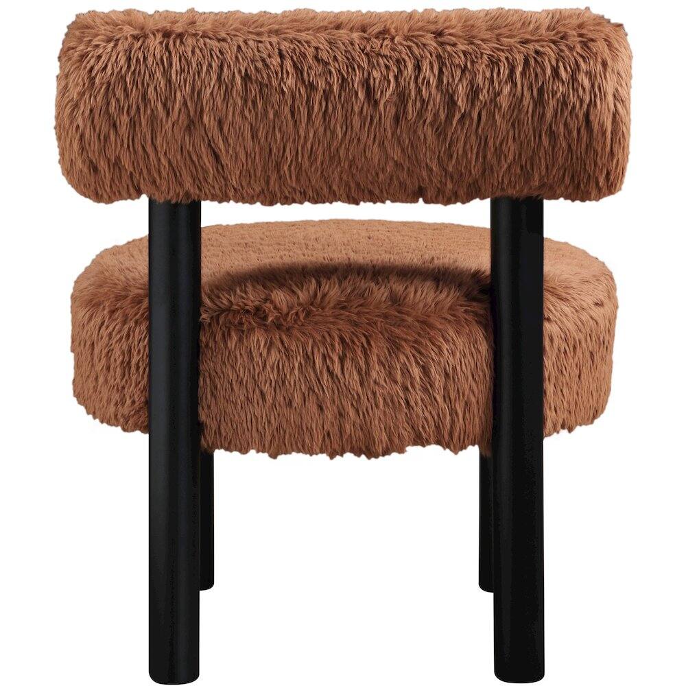 Alt View 2. Meridian Furniture - Ambre Saddle Vegan Shearling Fabric Upholstered Accent Chair - Black.