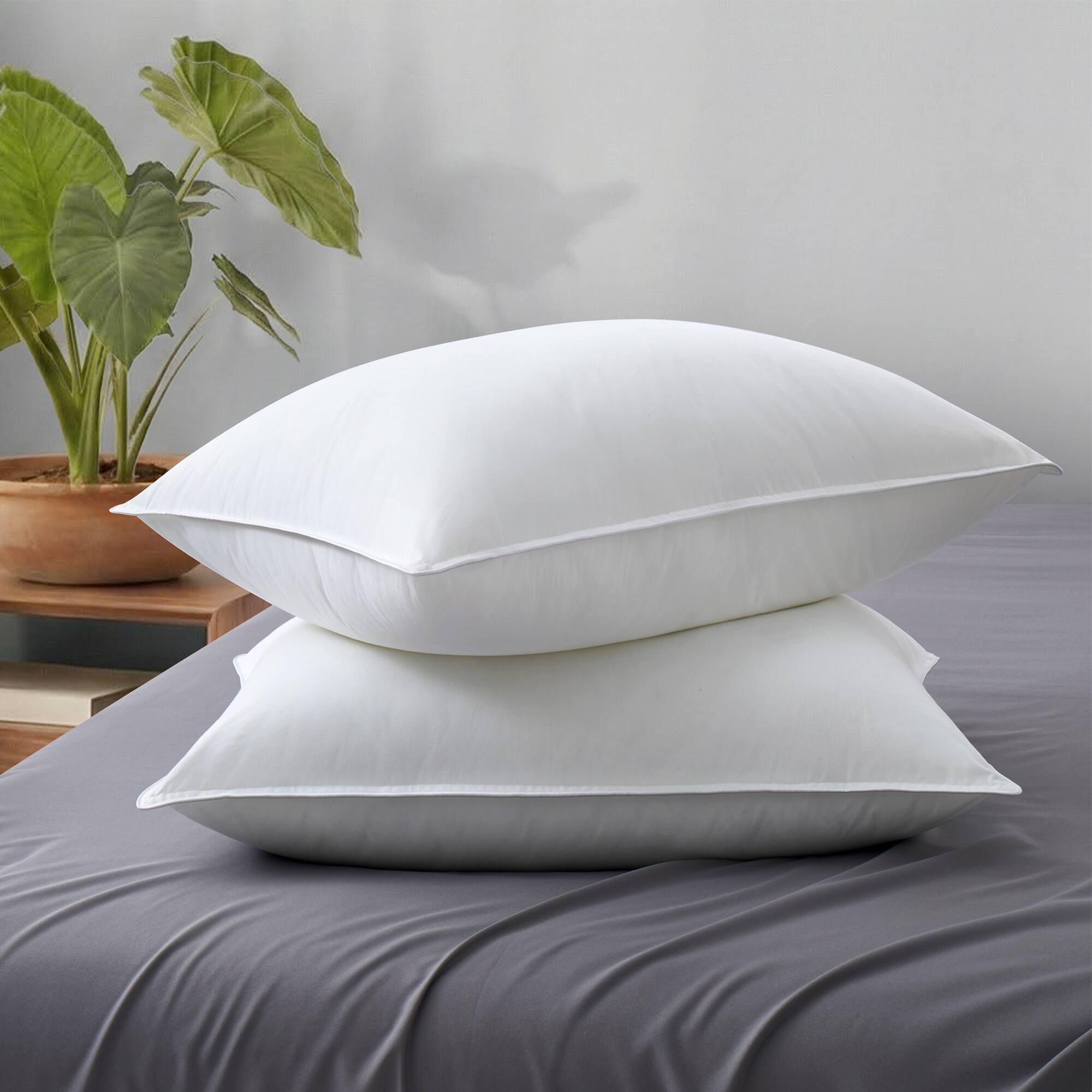 Front. Peace Nest - Peace Nest Down Alternative Bed Pillows with 100% Breathable Cotton Cover, King - White.