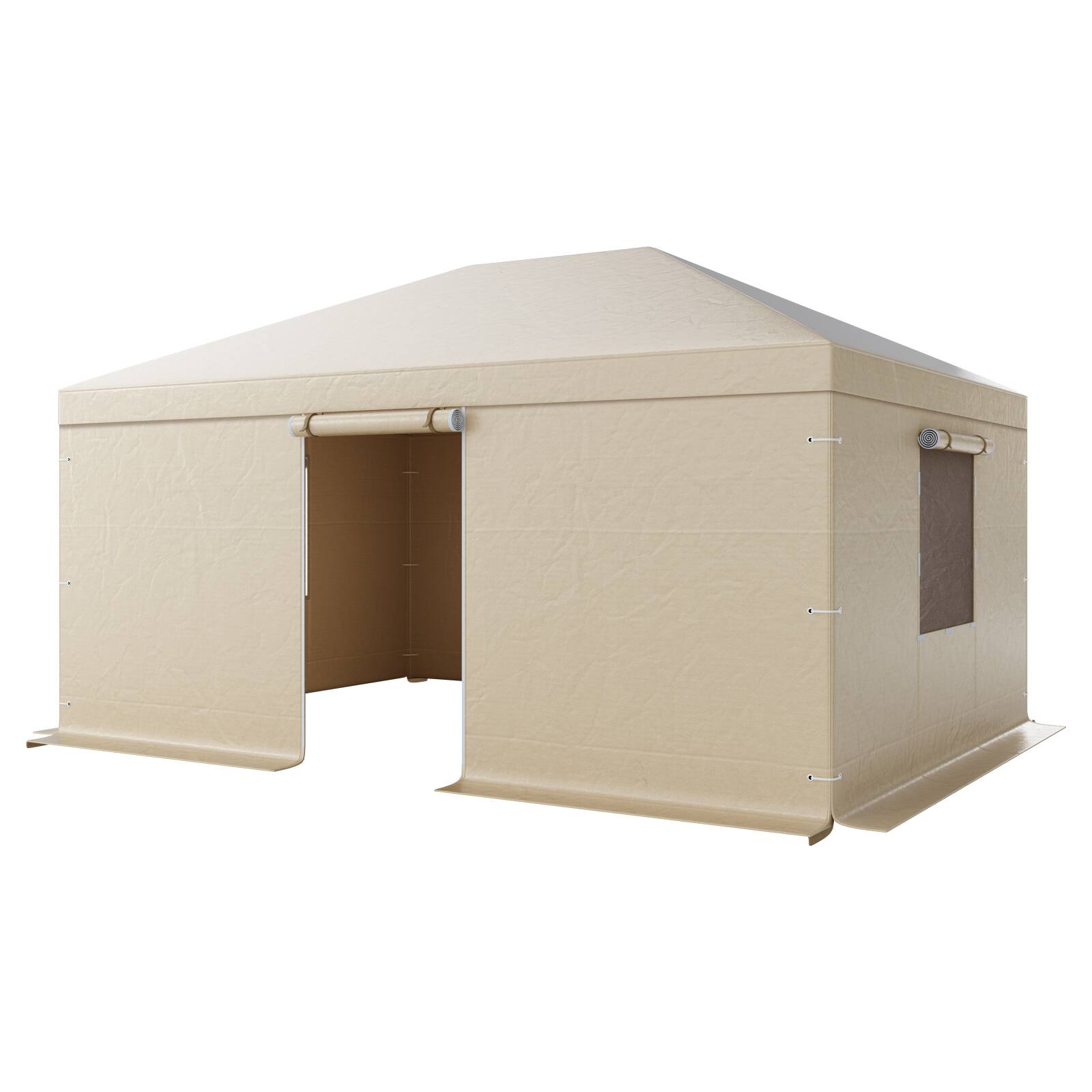 Alt View 5. VEVOR - Winter Gazebo Cover Fits 12 x 16 ft Hardtop Gazebos, All-Weather Gazebo Cover with Sidewalls & Mesh Windows,High-Density - Beige.