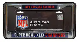 Rico Industries - New England Patriots Super Bowl XLIX Chrome Laser Cut License Plate Frame - Multi