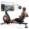 Front. MERACH - MERACH Q1S Rowing Machine with 16 levels of Quiet Electromagnetic Smart Auto Resistance 350 lbs Weight Capacity - Black.