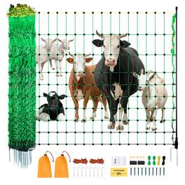 VEVOR - Electric Fence Netting, 35" H x 164' L, PE Net Fencing with Posts & Double-Spiked Stakes, Utility Portable Mesh - Green
