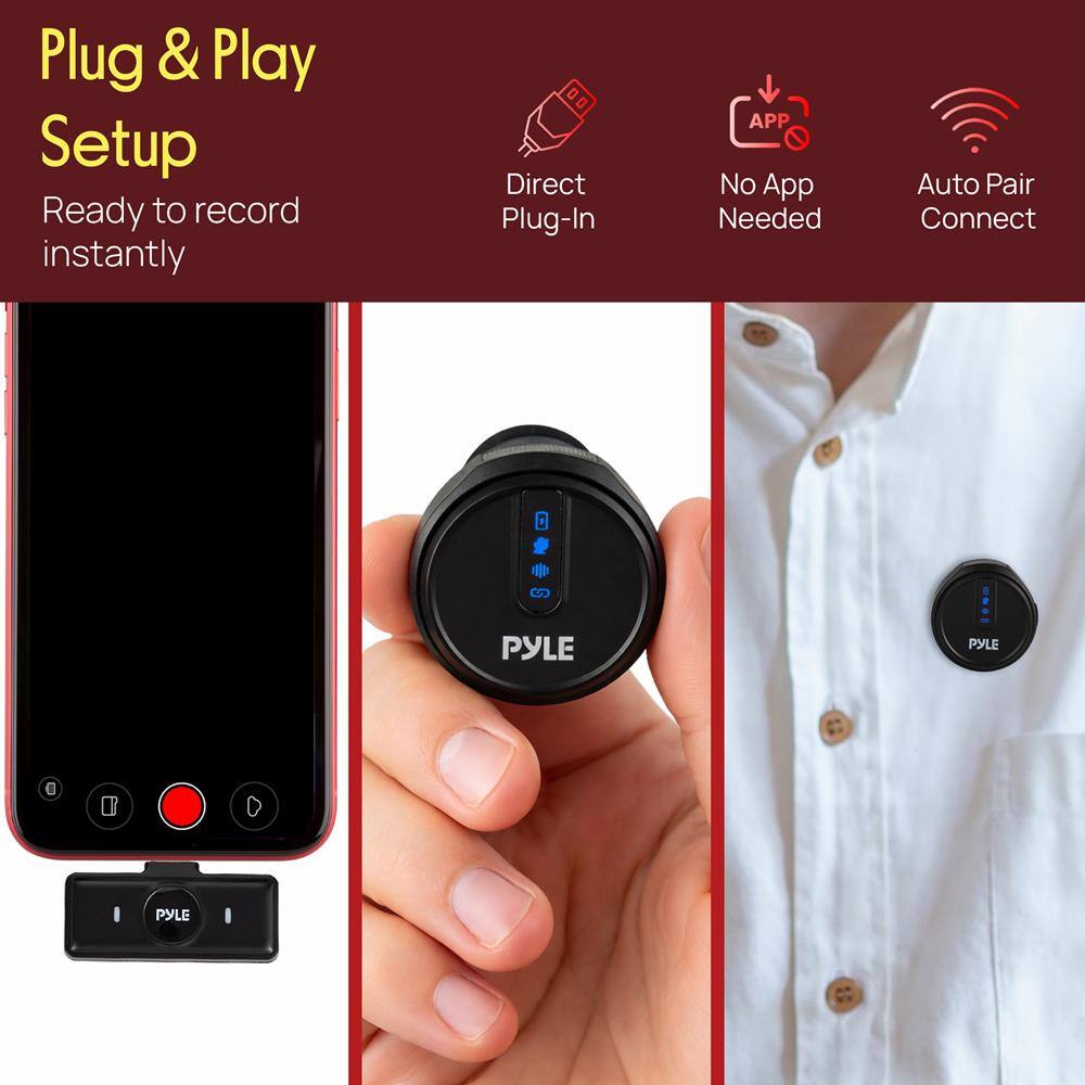 Plug & Play Setup  
Ready to record instantly  

Direct Plug-In  
No App Needed  
Auto Pair Connect  

PYLE