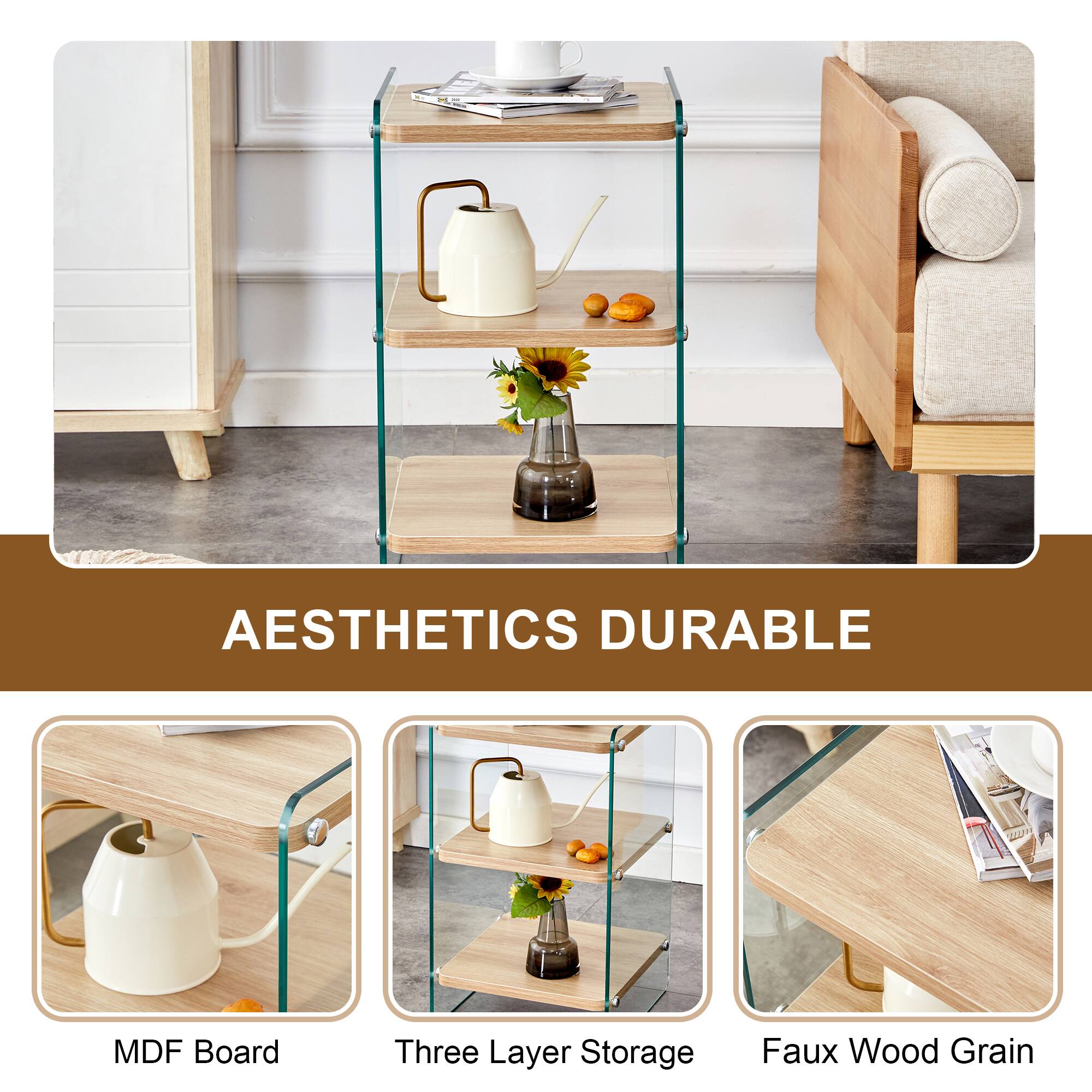 AESTHETICS DURABLE

MDF Board

Three Layer Storage

Faux Wood Grain