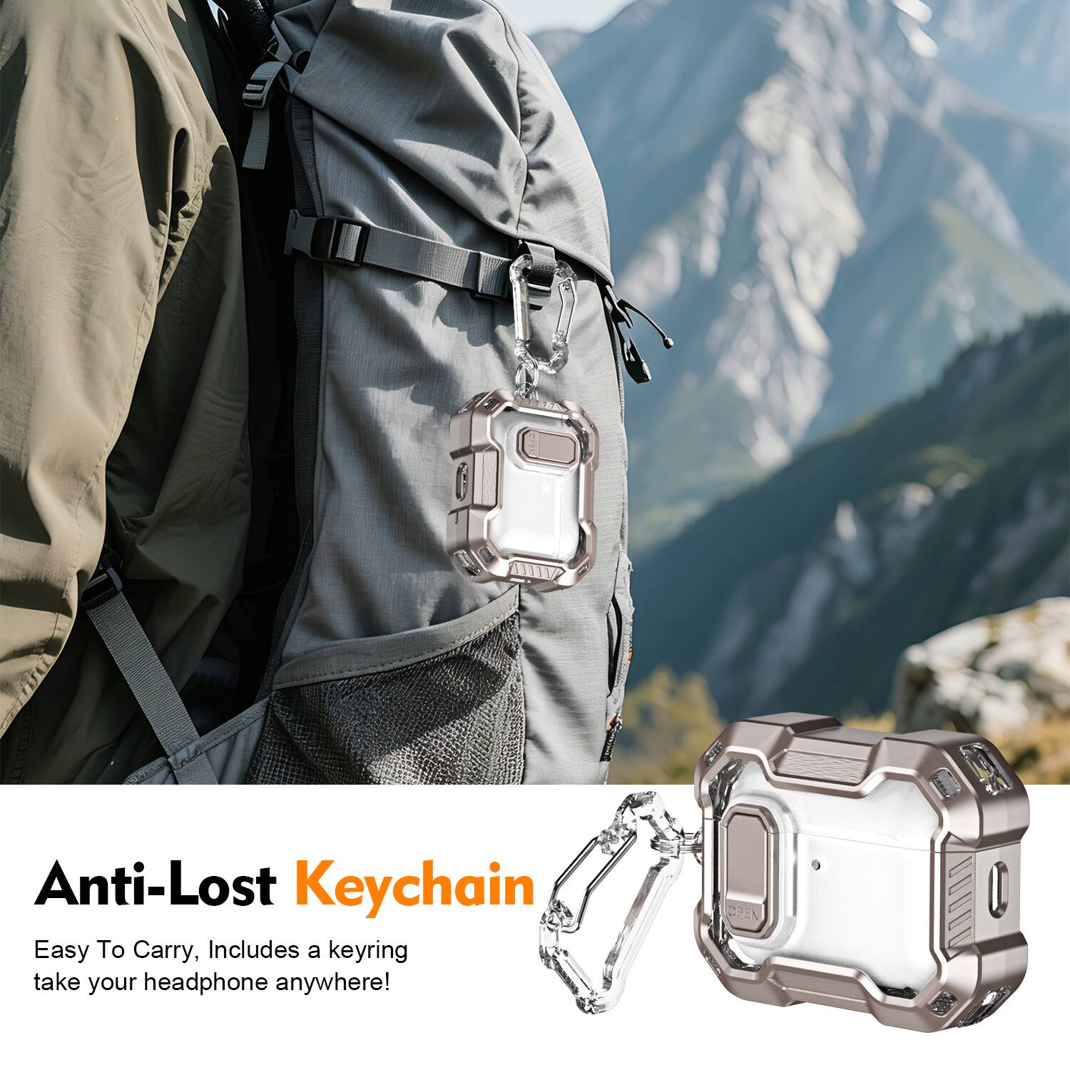 Anti-Lost Keychain  
Easy To Carry, Includes a keyring take your headphone anywhere!