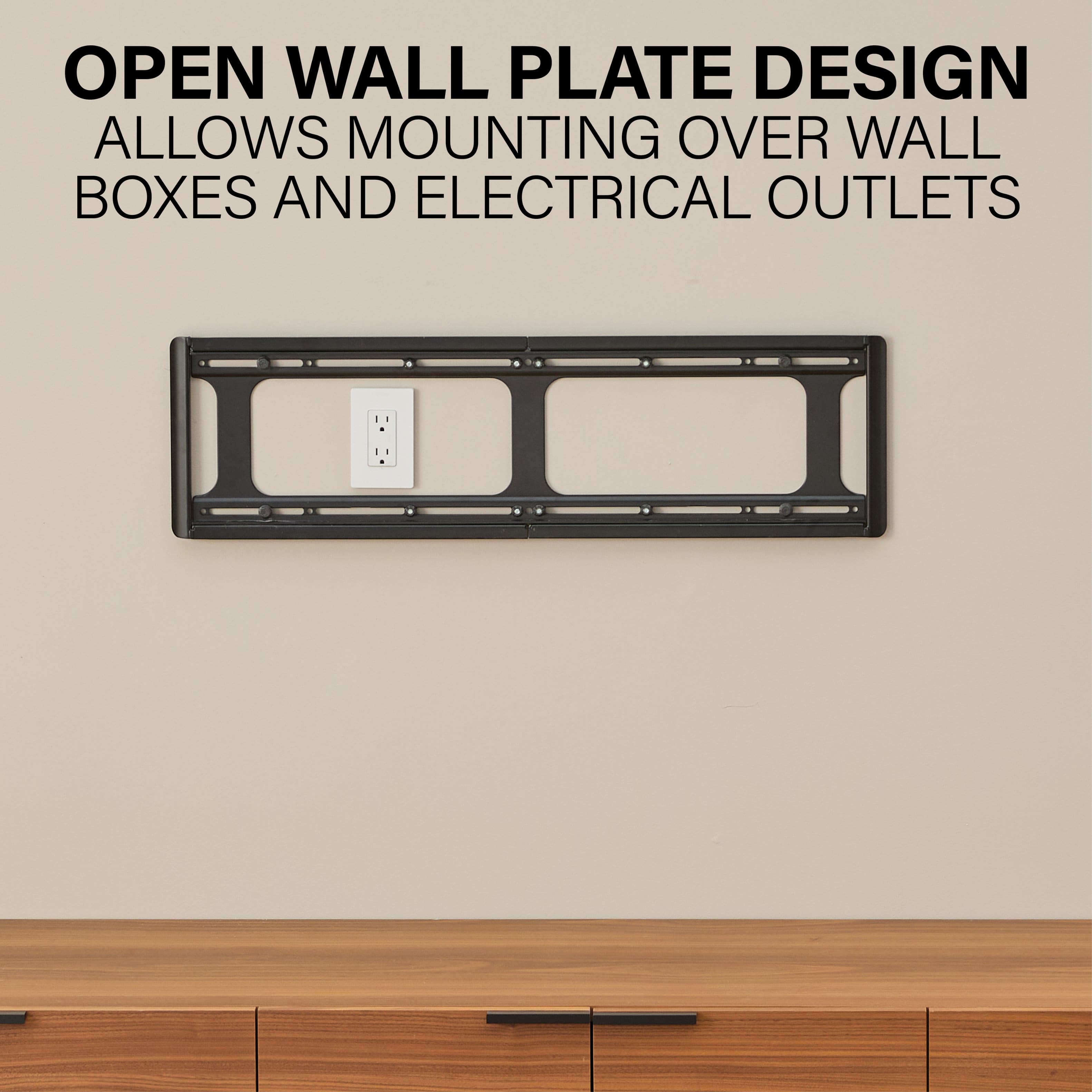 Open Wall Plate Design Allows Mounting Over Wall Boxes and Electrical Outlets
