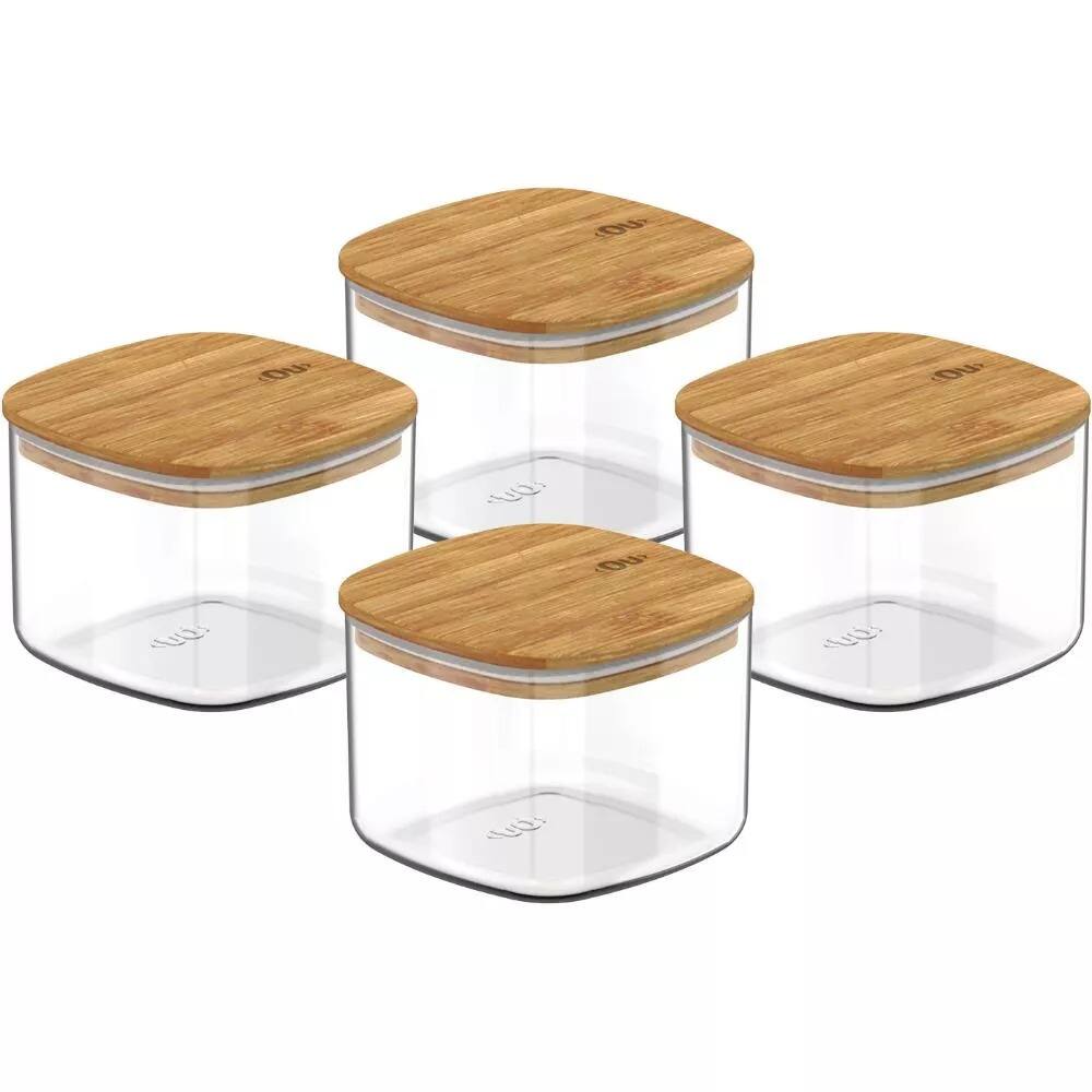 Alt View 8. OU - OU Airtight Food Storage Container Set w Bamboo Lid 8pc (set of 4) Plastic Storage Container - Clear.