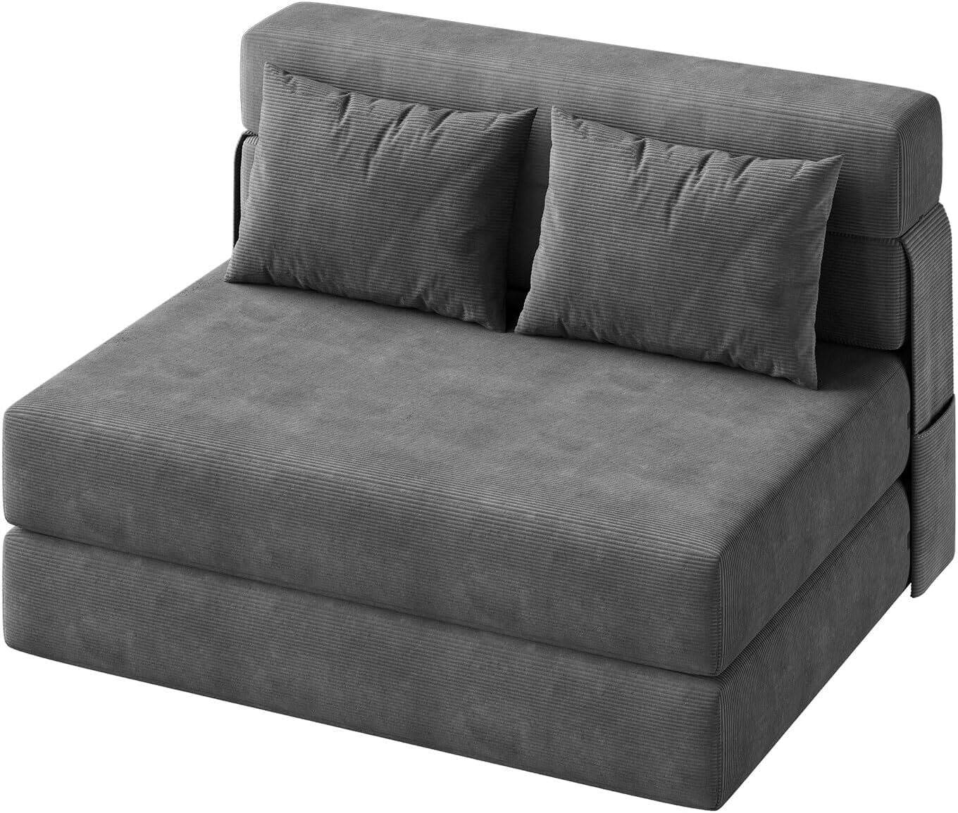 Acekool - 73" Folding Sofa Bed Sleeper Chair, Convertible Futon Couch with Pillow - Gray