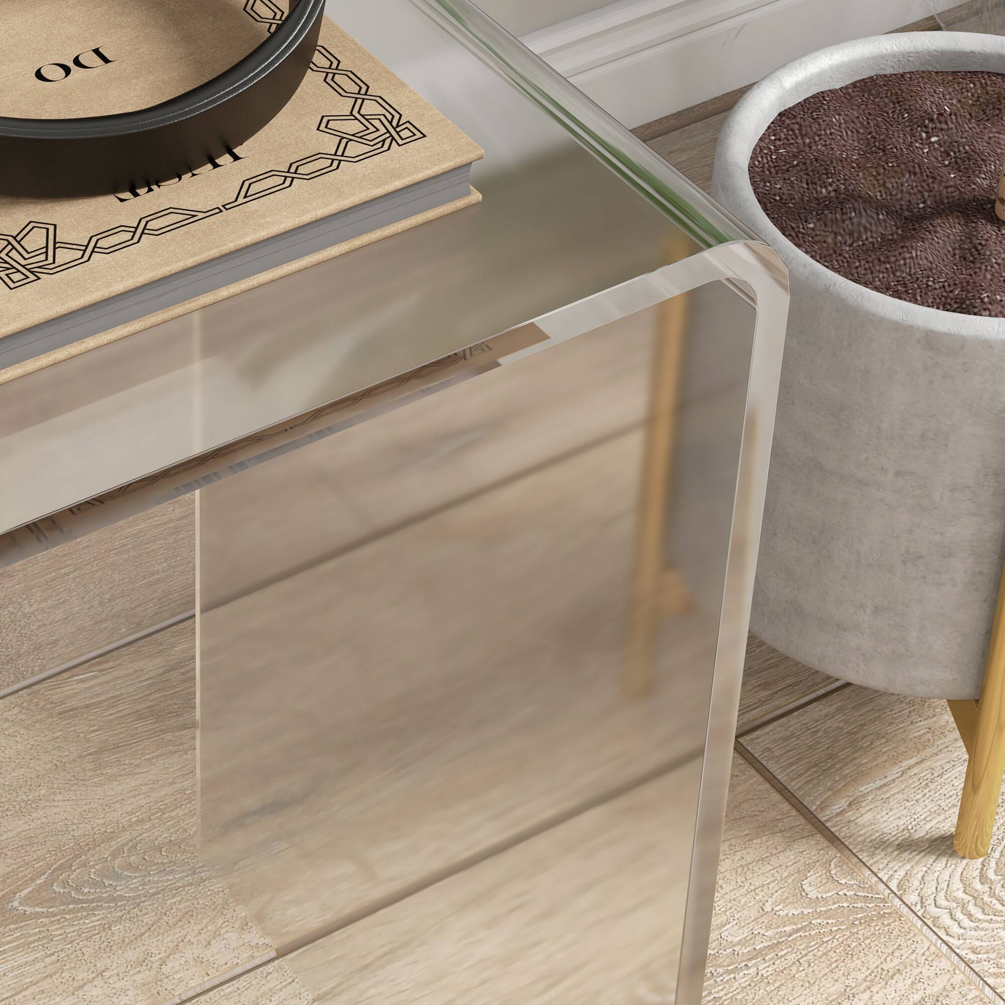 Alt View 8. Homcom - 21" Long Rectangle All Acrylic 12mm Thick Waterfall Coffee Table - Clear.