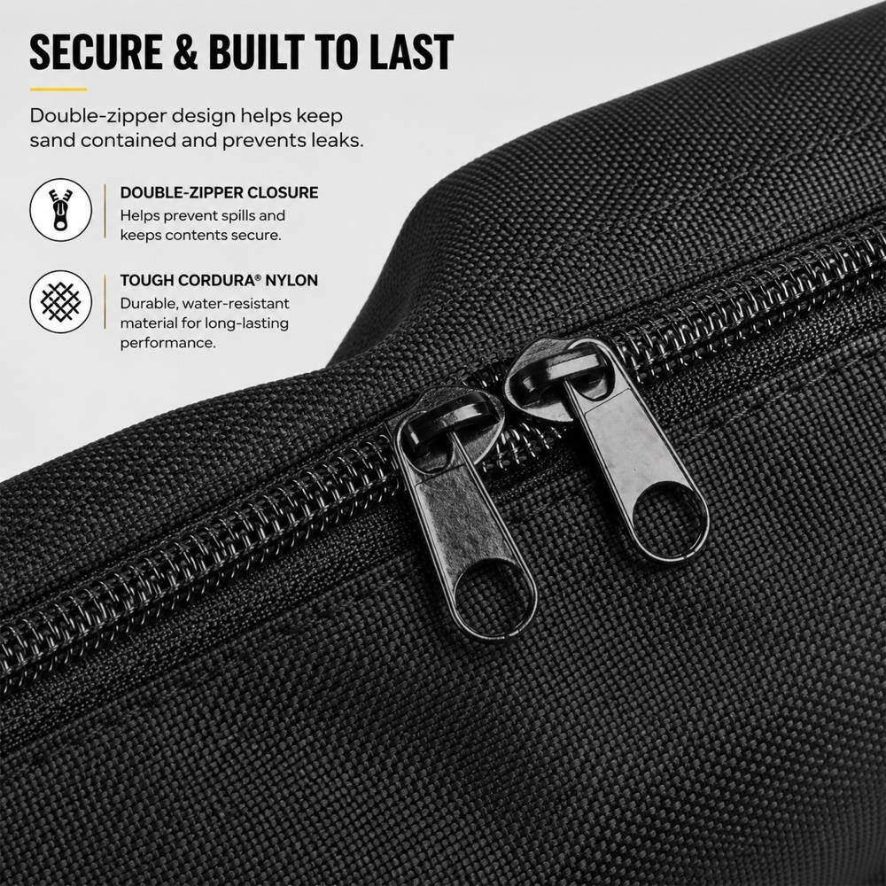SECURE & BUILT TO LAST

Double-zipper design helps keep sand contained and prevents leaks.

DOUBLE-ZIPPER CLOSURE
Helps prevent spills and keeps contents secure.

TOUGH CORDURA® NYLON
Durable, water-resistant material for long-lasting performance.