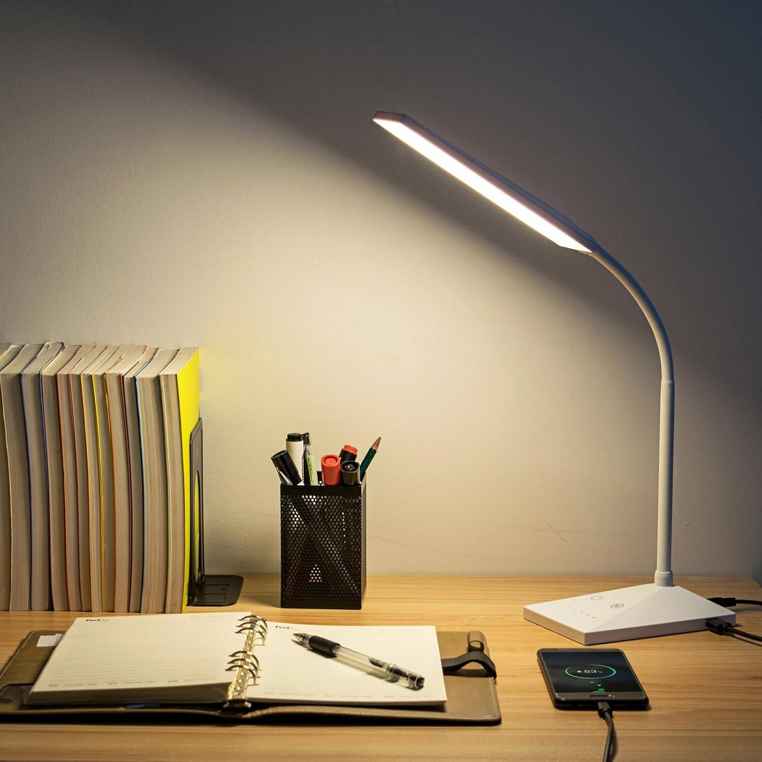 Alt View 3. Stamp n Camp - RAOYI LED Desk Lamp Dimmable Table Lamp Eye-Caring Reading Light with USB Charging Port Touch Control 5 Color Modes... - Black Clip Lamp.