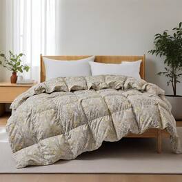Peace Nest - All Season Paisley Floral Goose Feather Fiber Comforter Duvet Vintage Style, Full/Queen - Yellow Paisley